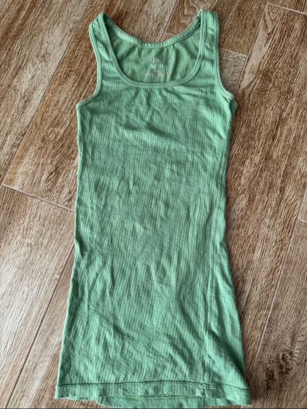 Light Green Floral Ribbed Tank Top